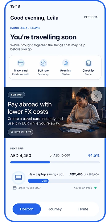 The bank’s app surfacing what has become relevant for this customer
